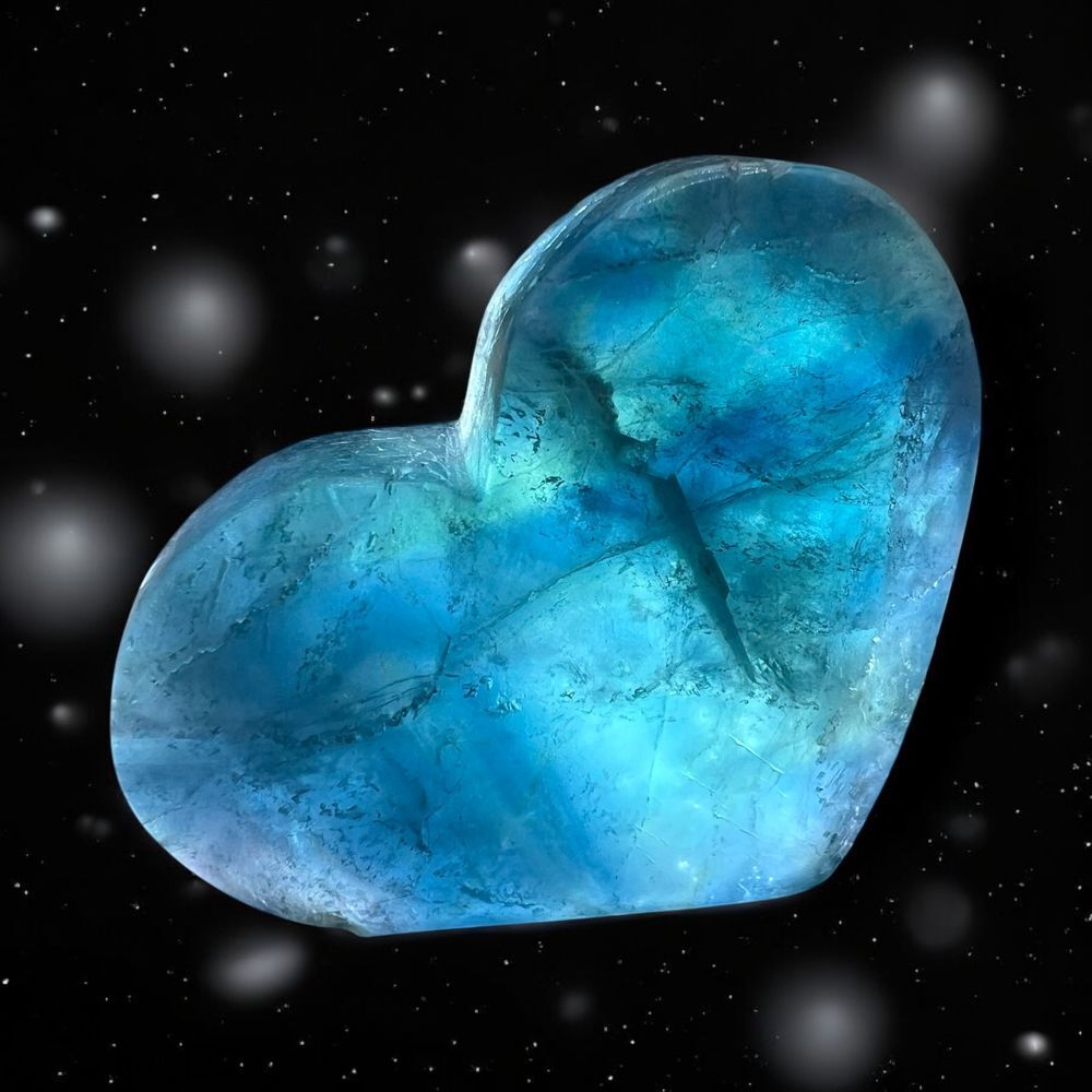 Blue Green Fluorite Crystal Heart